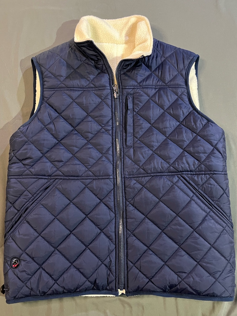 Quilted Sherpa Reversible Vest, Southern Proper All Prep, Navy/Cream, Sz M, NWOT